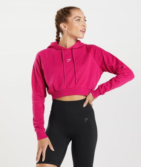 Women's Gymshark Training Cropped Hoodie Fuchsia | NZ 4RZKVL